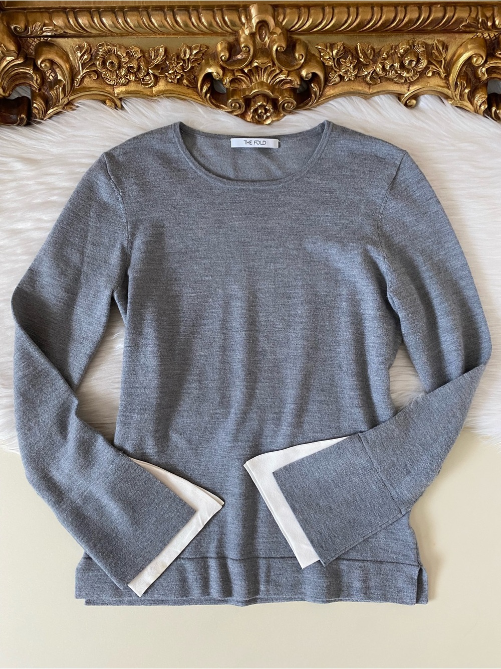 The Fold Merino Wool Sweater With Contrast Cuffs